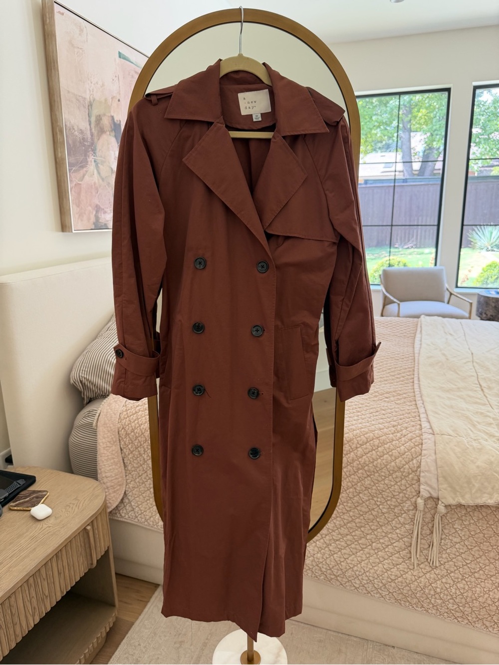 a new day Brown Double-Breasted Trench Coat